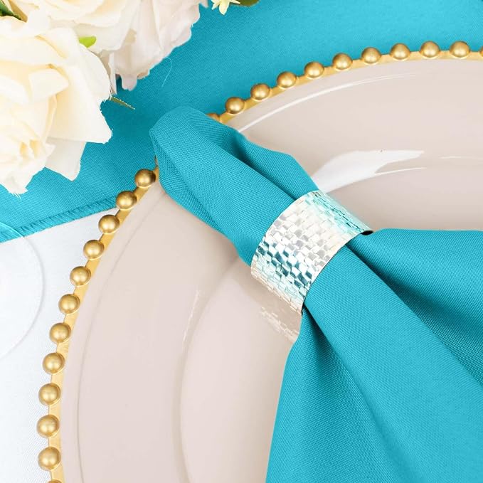 Efavormart Premium Cloth Napkins Set of 5, 20x20 Inch Turquoise Seamless Dinner Napkins, Washable Linen Table Napkin Cloth with Hemmed Edges for Weddings, Party and Banquet - Image 8