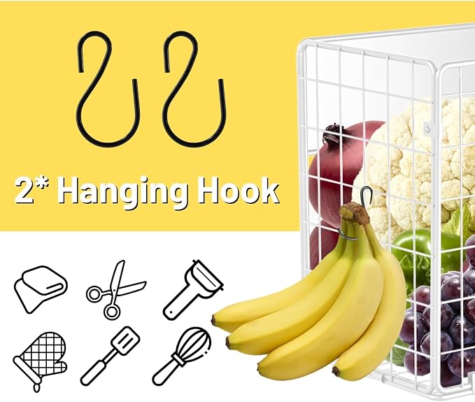 Magnetic Fridge Shelf, Fruit Potato & Onion Storage Bins, Pantry Organizers, Large Container Basket for Refrigerator, Kitchen Counter, Cabinet (1, White) - Image 7