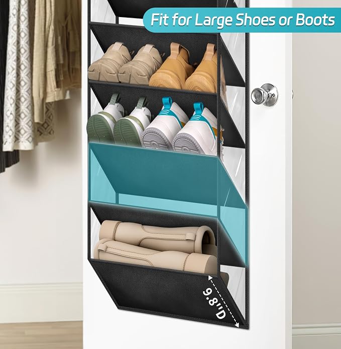 AOODA Deep Pockets Baby Organizer Storage, 10 Tier Clear Over the Door Shoe Rack, 2 Item Bundles - Image 6