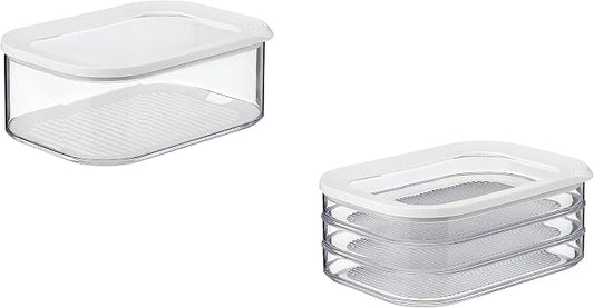 Mepal Cheese and Sausage Container Set Meat and Cheese White - Modula Storage Container Set with Lid - Food Storage Container with Anti-Condensation Insert - Airtight & Dishwasher Safe by MEPAL