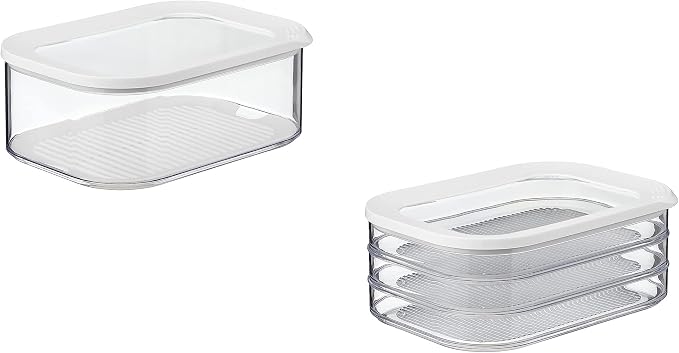 Mepal Cheese and Sausage Container Set Meat and Cheese White - Modula Storage Container Set with Lid - Food Storage Container with Anti-Condensation Insert - Airtight & Dishwasher Safe by MEPAL