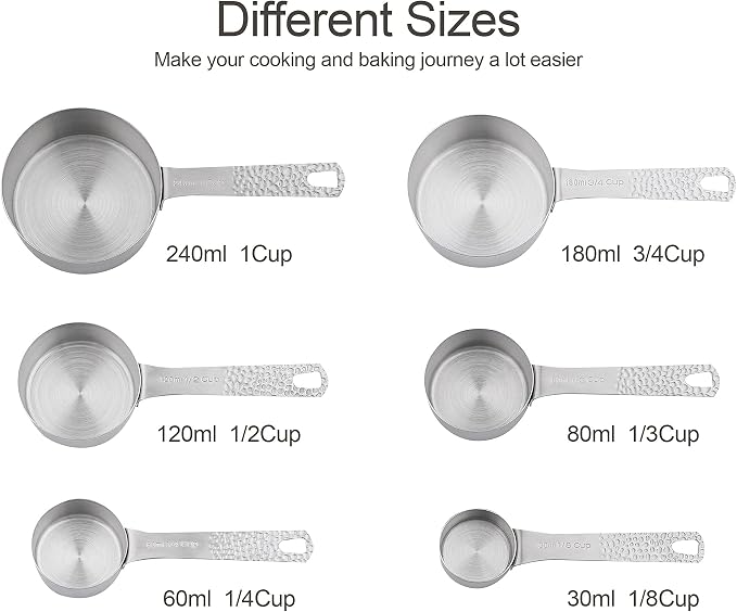 Measuring Cups and Spoons Set of 14, 18/8 Stainless Steel Measuring Cups Spoons Set, 6 Measure Cups and 7 Measure Spoons with Leveler - Image 4