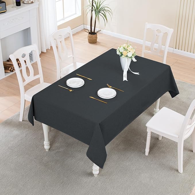 BALCONY & FALCON Rectangle Table Cloth Waterproof Charcoal Grey 118"x57" | Rectangular Washable Wrinkle Resistant Table Cloth Linen Fabric Tablecloths for Dining Party Kitchen Wedding and Outdoor Use - Image 5