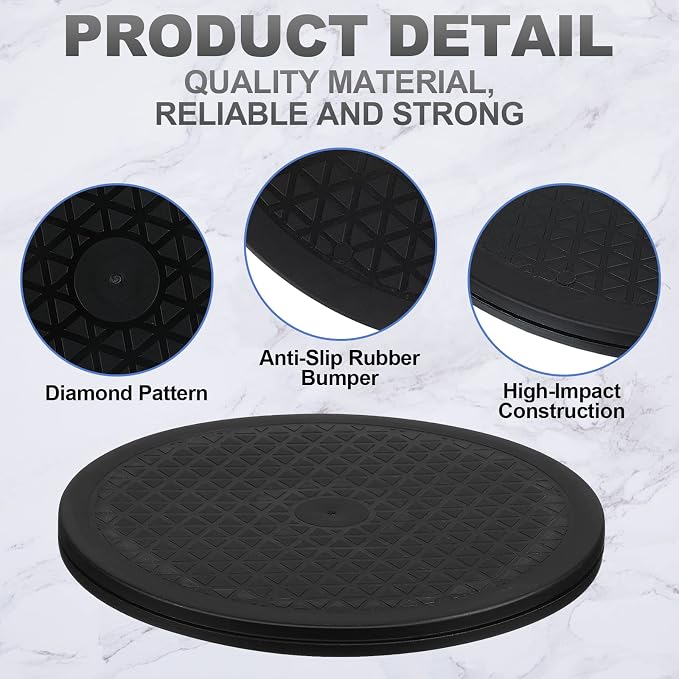 8 Pcs Lazy Susan Turntable Organizer 10 Inch 12 Inch Lazy Susan Turntable Heavy Duty Rotating Swivel Stand with Steel Ball Bearings for Flat Panel Monitors, Potted Plants, TV's, Sculpture, Speakers - Image 3