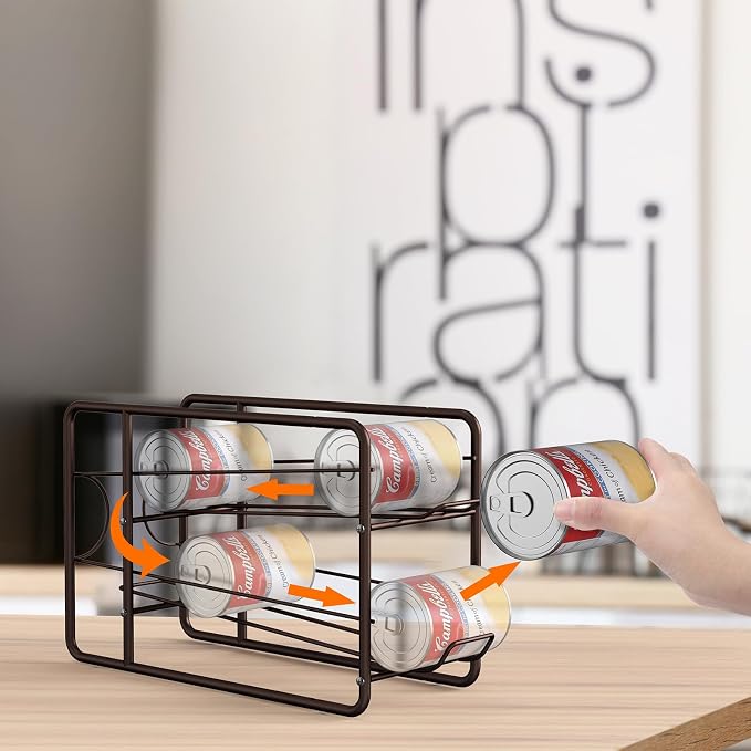 MOOACE 4 Pack Can Organizer for Pantry, Soda Can Dispenser Rack, Bronze | Stackable Canned Food Storage, Beverage Soup Cans Holder Fridge & Kitchen Cabinet Organizers and Storage - Image 2