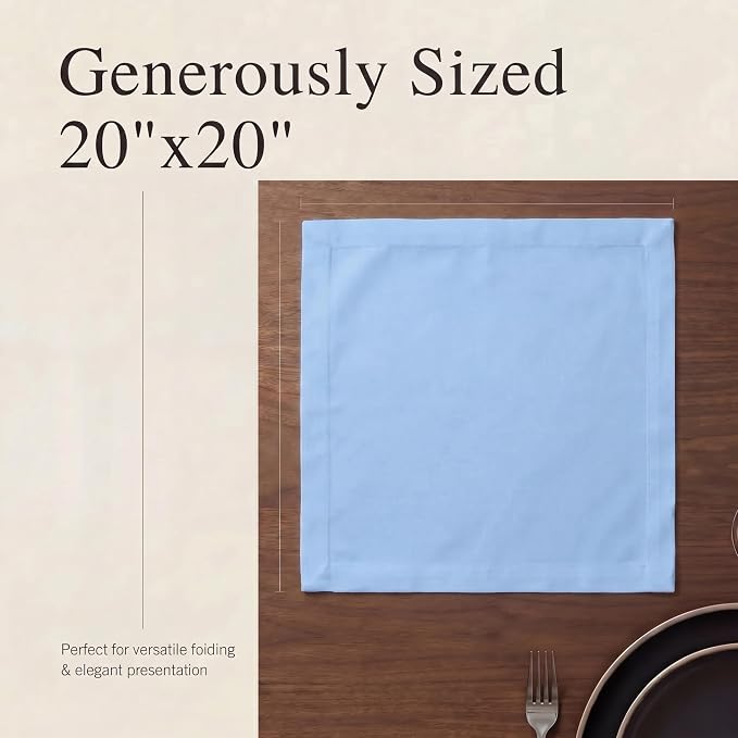 Urban Villa Cloth Napkins Cotton 20x20 (Set of 12) Ice Blue - Image 6