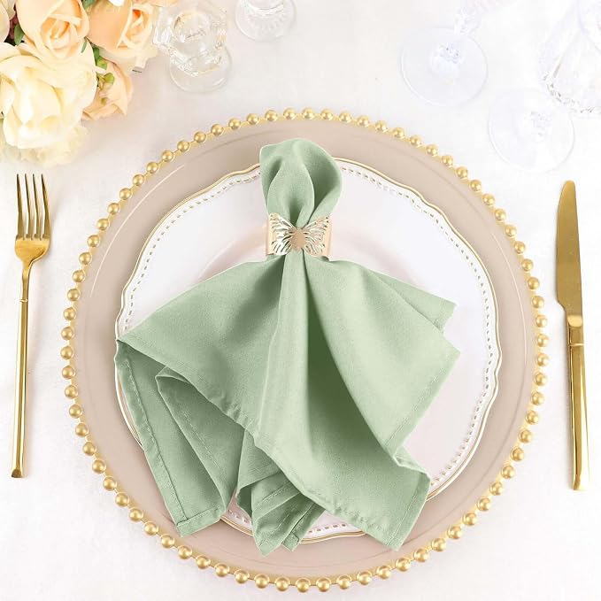 Efavormart Premium SAGE Green |Pack of 5 | Premium 17" x 17" Washable Polyester Napkins Great for Wedding Party Restaurant Dinner Parties by efavormart