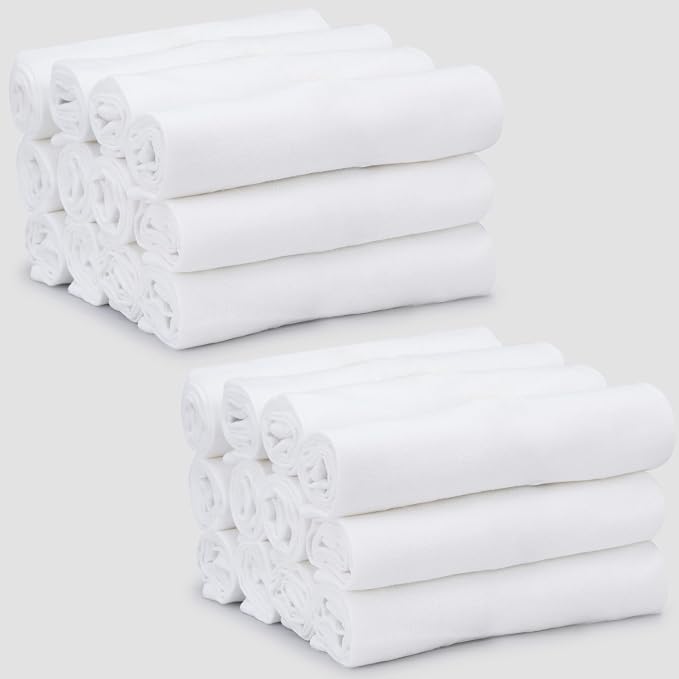 THREAD SPREAD 100% Cotton Dish Cloths - Flour Sack Kitchen Towels - Cotton Blank Towel - Thick Absorbent Quick Dry, Machine Washable - Cleaning & Drying - 28"x28" - Pack of 24, White by THREADSPREAD