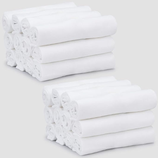 THREAD SPREAD 100% Cotton Dish Cloths - Flour Sack Kitchen Towels - Cotton Blank Towel - Thick Absorbent Quick Dry, Machine Washable - Cleaning & Drying - 28"x28" - Pack of 24, White by THREADSPREAD