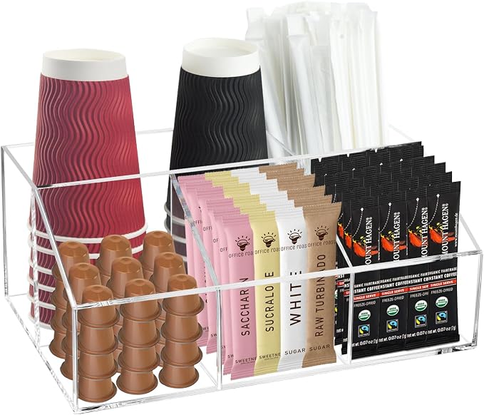 Acrylic Coffee Bar Station Organizer Countertop for Sugar Tea Packets Clear by Unknown