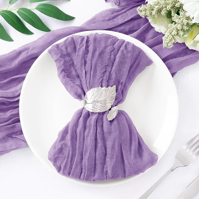 DeZerlor Purple Washable Cheesecloth Napkins Set of 50 for Wedding Party | Reusable Summer Cloth Napkins Bulk, for Bridal Baby Shower Dinner Cocktail Birthday Home, 21x21 Inches - Image 7