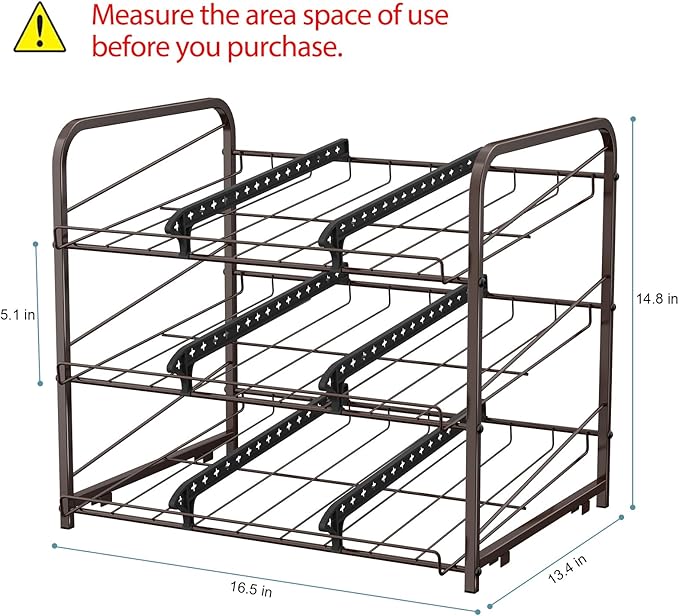 BTY Can Organizer for Pantry Stackable 2 Pack, Can Storage Organizer Rack Stacking Can Dispensers Small Space Holds up to 36 Cans for Pantry, Kitchen, Cabinet- Brown - Image 2