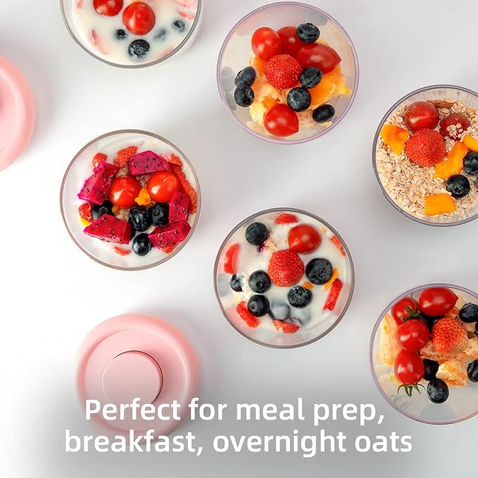 400ml Meal Prep Container Set of 4 Pink Tritan Plastic Food Storage Containers with Lids, Airtight Leakproof Pop Top Lid Bowl for Breakfast Leftovers - Image 4