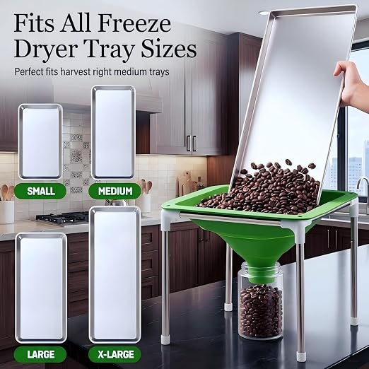 Extra Large Silicone Funnel with Stand Collapsible, Kitchen Funnel with Black Anti-Static Brush, Wide Mouth Design Fit All Size Dryer Trays, Easy Transfer Food to Mason Jars and Mylar Bags - Image 5