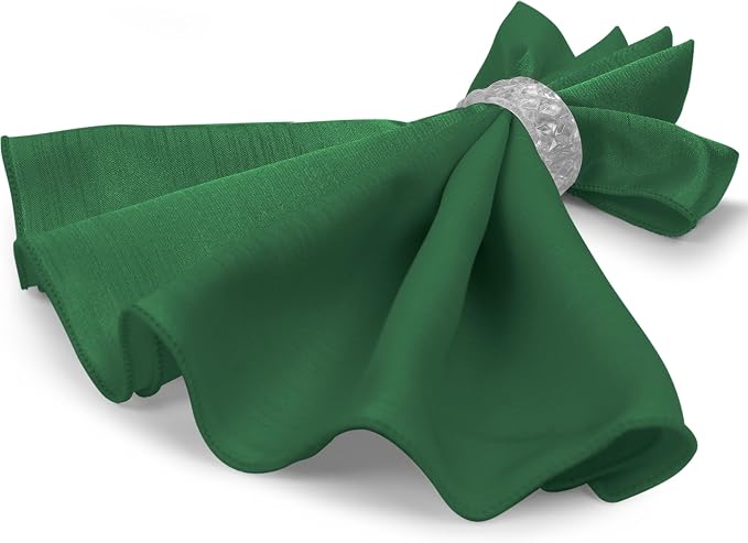 17x17-Inch Shantung Satin Cloth Napkins, Emerald Set of 24 | Bulk Case of 2 Dozen, Square, 100% Polyester Fabric, Reversible, Faux Dupioni Silk Reverse Side, Machine Washable, Green - Image 7
