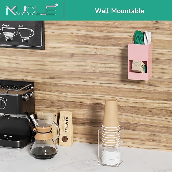 2-Tier Coffee Station Organizer for Countertop, 2 Compartments Clear Acrylic Cup and Lid Holder Tea Condiment Storage Upright Coffee Bar Organizer Pod Dispenser for Office Breakroom Home Kitchen - Image 2