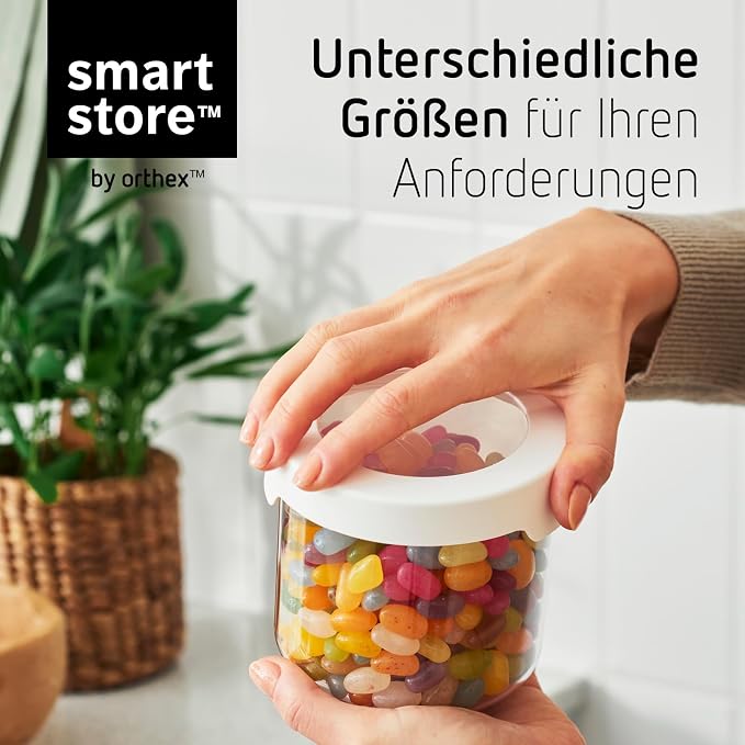 SmartStore Round Clear Dry Food Containers with Lids Starter Set of 6-20% Bio-based Plastic Storage Box with Lid, BPA Free, Dishwasher Safe - Kitchen Storage Containers 4x 0.75L, 2x 1.45L - Image 4