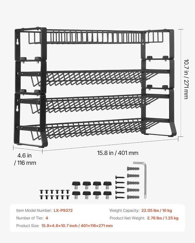 VEVOR Detachable Spice Rack Organizer for Cabinet, 4 Tie Stackable Seasoning Organizer, Spice Jars Kitchen Storage for Countertop Kitchen Pantry Cupboard, 15.8x10.7 in - Image 7