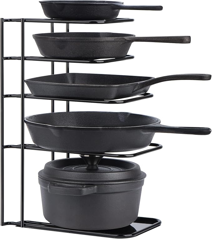 Toplife 7+ Pot Lids Organizer Rack + 5 Tier Heavy Duty Organizer Rack for Cast Iron Skillets, Griddles and Pots - Image 4