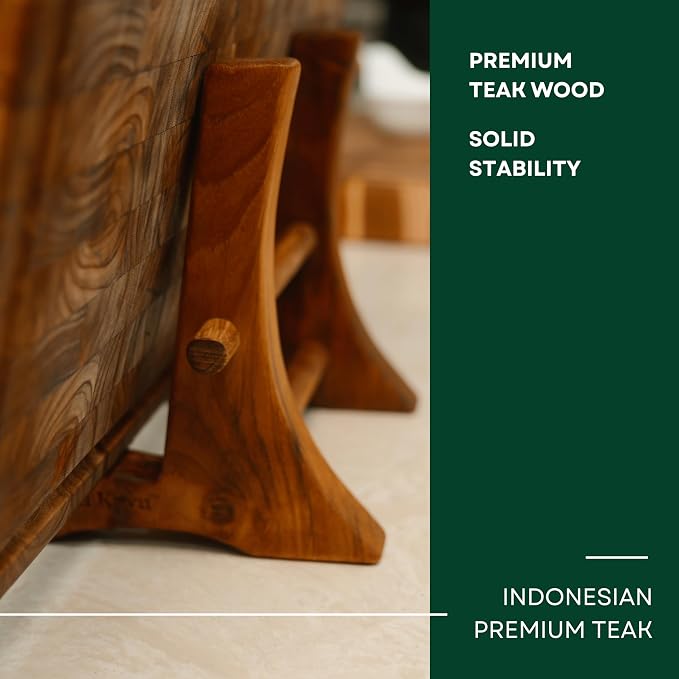 Chopping Board Stand – Teak Wood – Premium Handmade Holder Organizer for Boards, Drying Rack, Single or Dual Slot, Fits Thick Boards, Air-Dry Base (1 Slot (2.4 in Thickness) - 2 Pieces) - Image 2