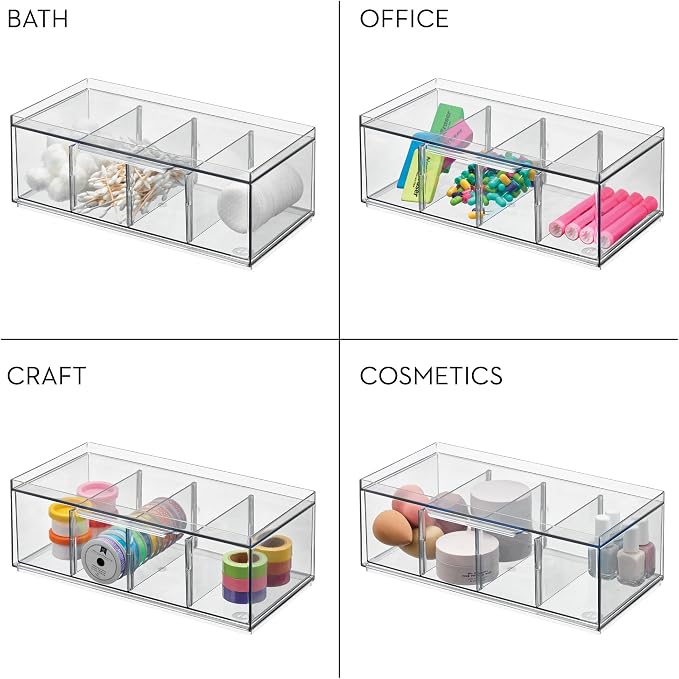 iDesign XL Tea Bag Organizer, 4-Section Clear Stackable, 2-Pack | For Counter, Storage Drawer, For Cabinet - Image 4