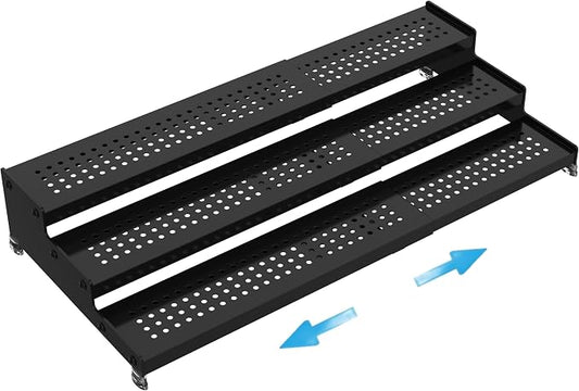 Expandable Spice Rack organizer with 3-Tier step shelf,Modern Design heavy duty,Non Skid and Visibility,Great for Kitchen Cabinet, Pantry and more(1PACK/BLACK) by Goodqualityproducts