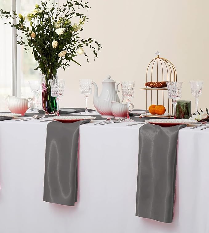 MDS® Pack of 200 Satin Napkins 12 x 12 Inch, Soft Silky Reusable Cloth Dinner Table Napkins for Wedding Décor, Reception, Birthday, Parties, Banquets, Catering, Restaurants & Hotel - Silver Gray - Image 5