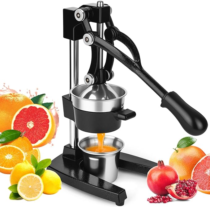 Lemon Squeezer Manual Citrus Juicer Press, Heavy Duty Cast Iron Orange Juicer with Stainless Steel Cone, Commercial Lever Juice Press for Lemon, Lime & Citrus Fruits, Easy to Clean by Unknown