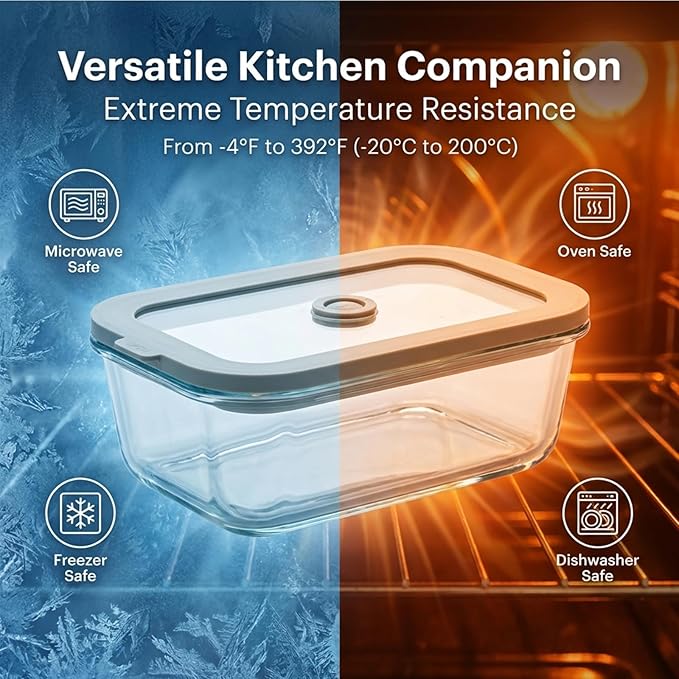 5 Pack 35 oz Glass Meal Prep Containers, Plastic-Free Glass Food Storage Containers with Lids, 4.4 Cups Airtight Glass Lunch Containers for Leftovers, Microwave, Oven, Freezer and Dishwasher - Image 7
