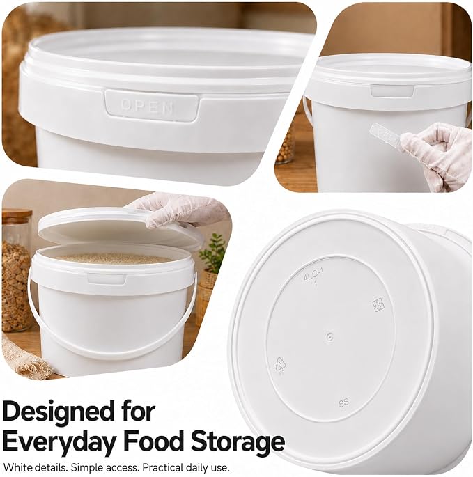 DEMORA 3 Pack 2.6 Gallon Food Grade Storage Buckets with Lids, White | BPA-Free & Stackable, Leakproof Freezer Safe; For Deli, Ice Cream, Meal Prep, Cleaning, Car Wash & Fishing - Image 3