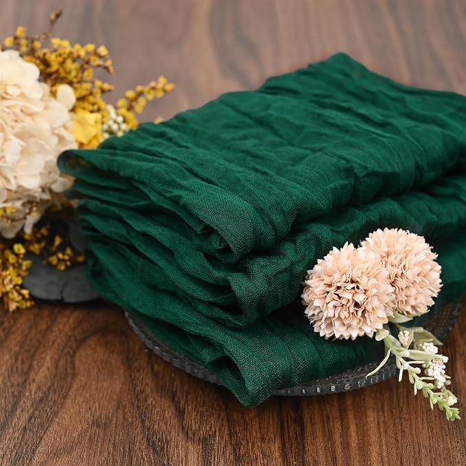 fani 60 Pack Gauze Cheesecloth Napkins, 20 x 20 in, Emerald Green | Wrinkled Table Napkins, Soft Cotton, Rustic Decorative, Weddings, Party, Dinner Table, Everyday Use - Image 6