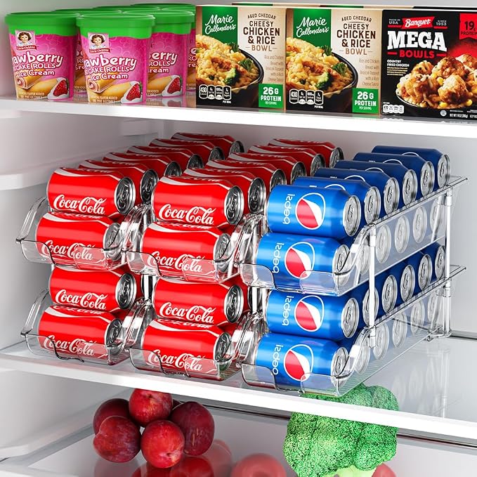 Stackable Soda Can Organizer for Pantry or Fridge, Holds 24 Cans | Heavy-Duty, Clear PET, Space-Saving Drink Organizer, Gravity Rolling, Pop can & Food can Dispenser/Storage/Container - Image 2