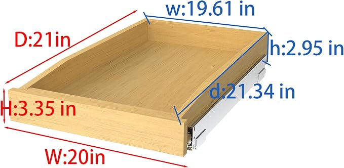 Wooden Pull out Cabinet Organizer 20" W x 21" D x 3.35" H, Heavy Duty Slide Out Drawers Pull-Out Home Organizers for Kitchen Cabinets - Image 2