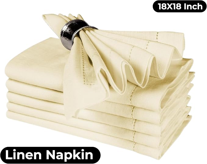 Linen Cotton Cloth Napkins Set of 4-100% Linen Hemstitched Napkins 18x18 Inches for Wedding, Dinner, Thanksgiving, Parties – Reusable Elegant Table Napkins for Home Decor & Events - Image 3
