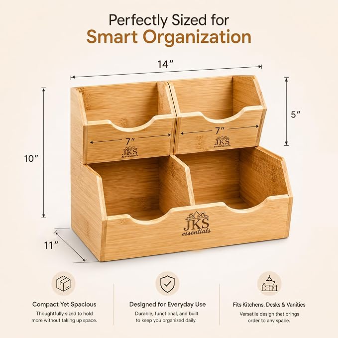 Bamboo Pantry Storage Bins|Stackable Potato and Onion Storage Bin|3Tier Bamboo Pantry Organizer with Slide Out Access|Fruit & Vegetable Storage Basket for Kitchen Countertop|Pantry & Cabinet Organizer - Image 2