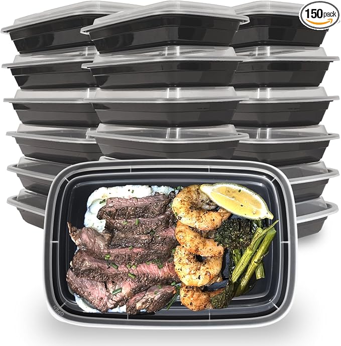 16 oz 150 Pack Meal Prep Containers BPA Free Leakproof Stackable Food Storage Containers with Lids, Microwave & Dishwasher Freezer Safe Reusable To Go Containers Bento Box Style Take Out Clear Plastic by Unknown