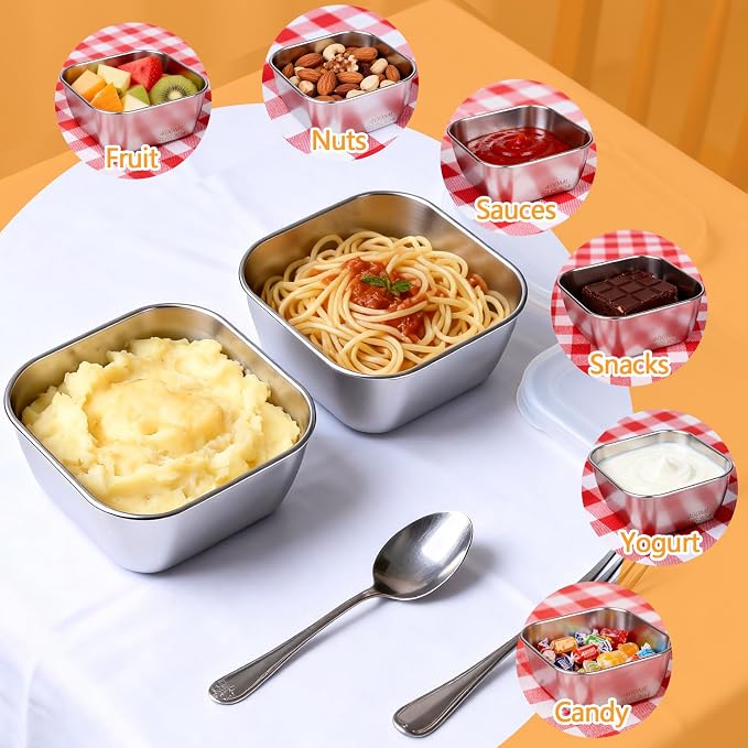 3 Pack 13.53 oz (400 ml) 304 Stainless Steel Snack Container – Leak-Proof, Grill & Oven Safe, Freezer & Dishwasher Safe, BPA-Free Silicone Lid, for Snacks, BBQ, Lunch, Camping, Baking - Image 7