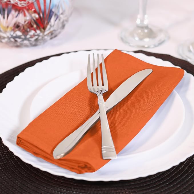 Utopia Home [12 Pack, Orange] Cloth Napkins 17x17 Inches, 100% Polyester | Hemmed Edges, Washable and Reusable Ideal for Parties, Weddings and Dinners - Image 8