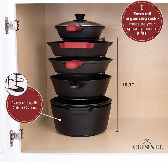 Cuisinel Pots and Pans Organizer for Cast Iron, 15" Skillet Rack, 2 Pack - Image 2
