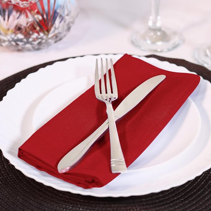 Utopia Home [12 Pack, Red] Cloth Napkins 20x20 Inches, 100% Polyester | Hemmed Edges, Washable and Reusable Ideal for Parties, Weddings and Dinners - Image 6
