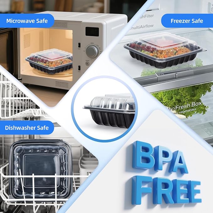 YANGRUI 45-Pack 38 oz 9.5" Commercial Container, Shrink-Wrapped No Pre-Wash | Single Compartment, Heavy-Duty Anti-Fog Lid, Leakproof Microwave Safe BPA-Free PP, for Buffet, Banquet & Hot Holding - Image 4