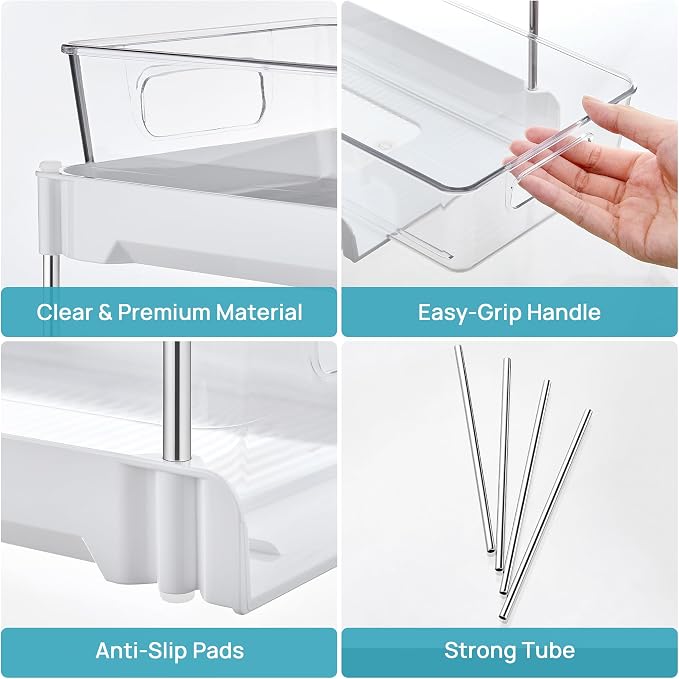 Vtopmart 2 Pack Pull Out Bathroom Under Sink Organizer (S-Standard, White) | Slide-out drawers, Multi-purpose storage, Clear visibility, Easy Set-up - Image 7