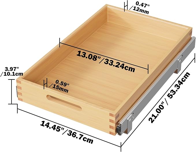 Pull Out Drawers for Cabinets 15"W x 21"D, Farmeless&Farme Cabinet | Full Slide Out Wood Drawer Shelf, Heavy Duty Caddy Pull Out Cabinet Organizer, Base Cabinet Organization for Kitchen, Pantry - Image 2