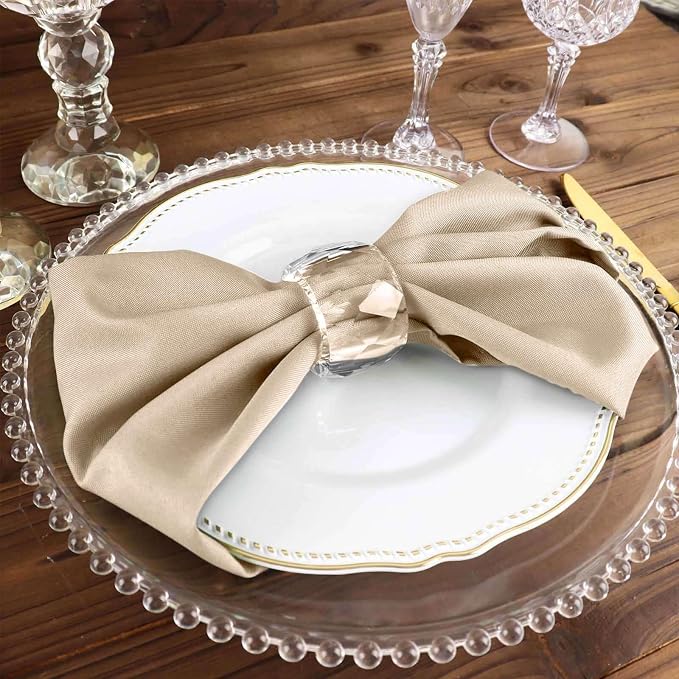 Efavormart Premium Cloth Napkins Set of 5, 17x17 Inch Nude Beige Seamless Dinner Napkins, Washable Linen Table Napkin Cloth with Hemmed Edges for Weddings, Party and Banquet - Image 8