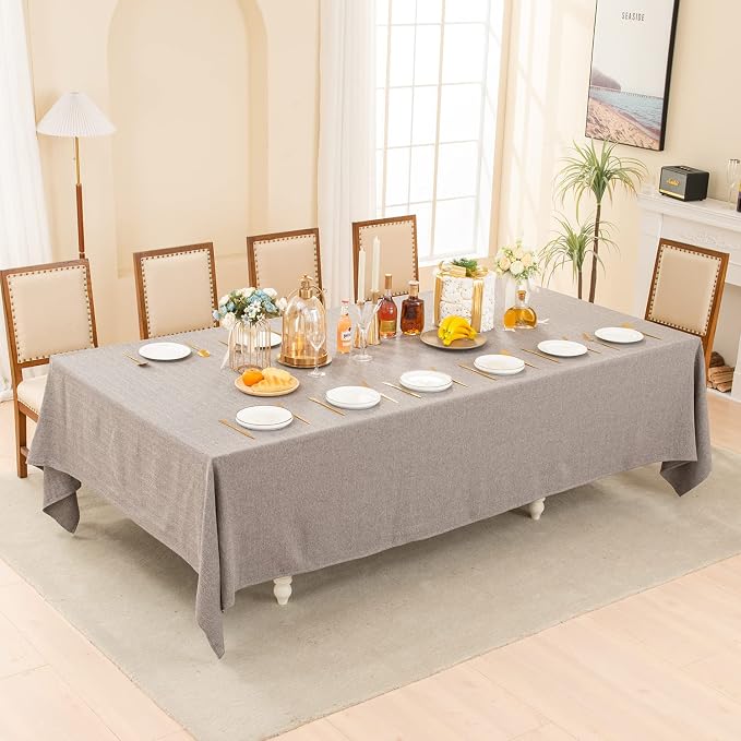 BALCONY & FALCON Rectangle Table Cloth Waterproof Gray 156"x90" | Rectangular Washable Wrinkle Resistant Table Cloth Linen Fabric Tablecloths for Dining Party Kitchen Wedding and Outdoor Use - Image 5