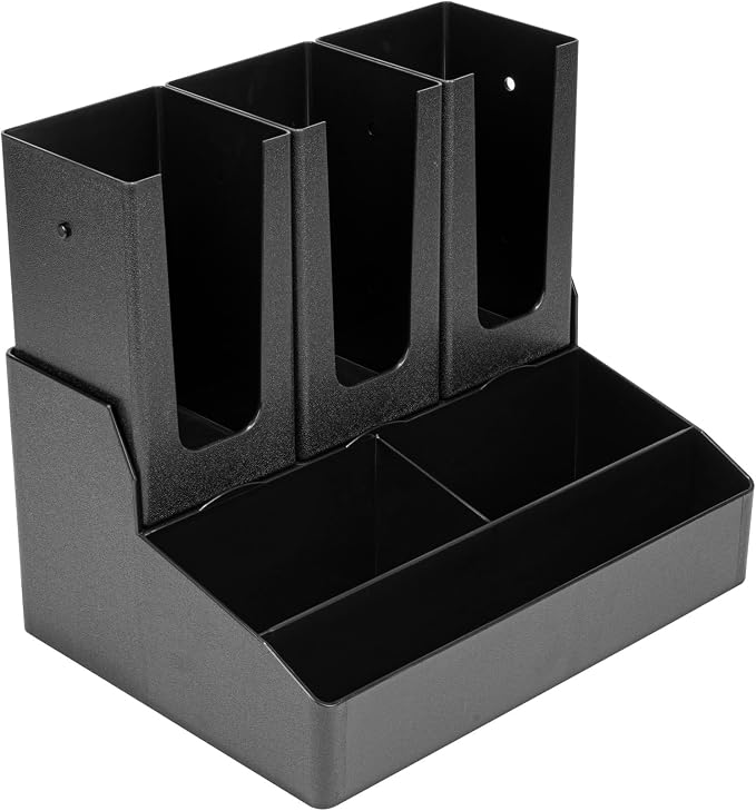 Restaurantware Restpresso Coffee Bar Organizer, 1 Count Durable 6 Compartments, Compact Size, Black Plastic Tabletop Coffee Supplies Organizer For Homes, Office Spaces, Breakrooms, and Lounges - Image 2