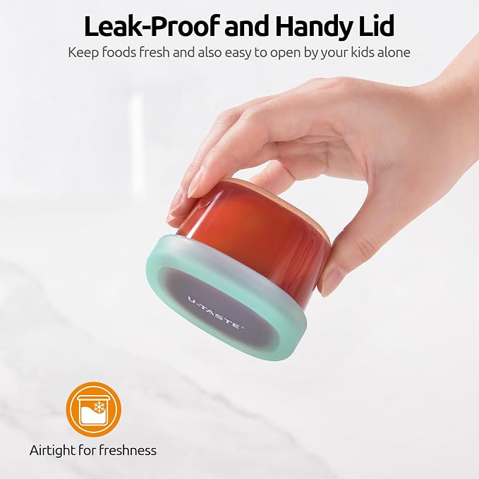 U-Taste Silicone Container with Lids, Small Mini Food Storage, 3oz * 2 | Food Grade Liquid Silicone, Leak-Proof Airtight Lids, Freezer & Microwave Safe, Mini Sauce Tupperware with Clear Measurements - Image 9