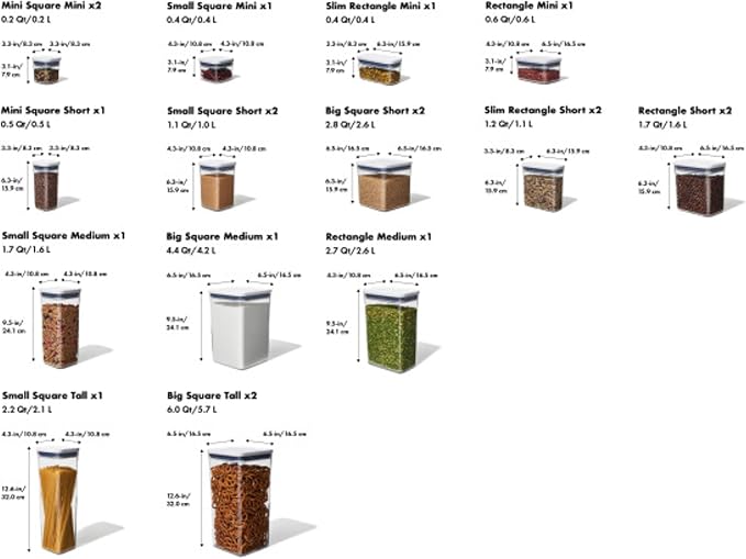 OXO Good Grips POP Airtight Food Storage Containers with Lids, 20-Piece Set | Multi Size & Shape Containers, Stackable, Ideal to Store Flour, Sugar, Pasta, Coffee, Cereal, Rice, Dishwasher safe - Image 8