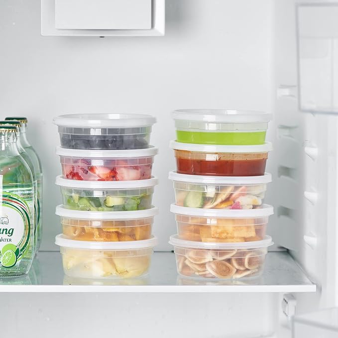 [48Set-8oz] Plastic Deli Food Storage Containers With Lids Disposable Clear Small Togo Jars Bowls For Soup, Meal Prep, Slime | BPA Free | Stackable | Leakproof | Microwave | Dishwasher | Freezer Safe - Image 8