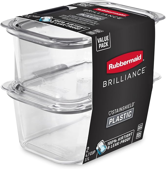 Rubbermaid Brilliance BPA-Free Food Storage Containers, Medium Deep, 4.7 Cup, Airtight & Leak-Proof, Microwave & Dishwasher Safe, 4 Count (Pack of 2) - Image 5